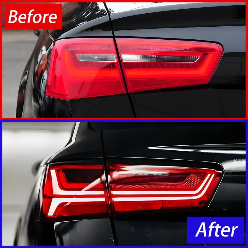 LED-Rückleuchten Audi A6 C7 S6 Fischgräten-Optik - Dreiviertelansicht - Becquet Voiture
