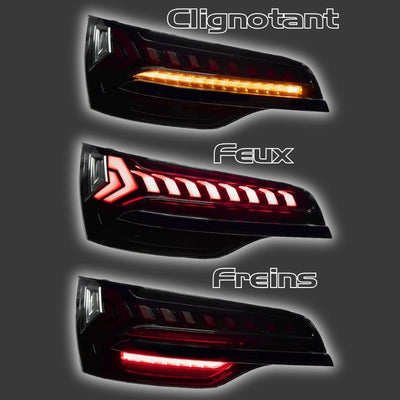 Feux Arriere LED Audi Q7 4L Noir Rouge Fonce - vue de trois-quarts - Becquet Voiture