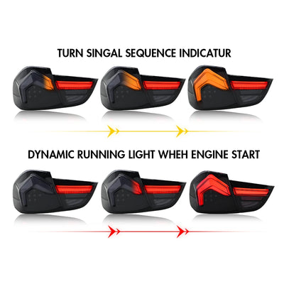Feux Arrière LED BMW E90 Série 3 2009-2012 Paire - installé sur véhicule - Becquet Voiture