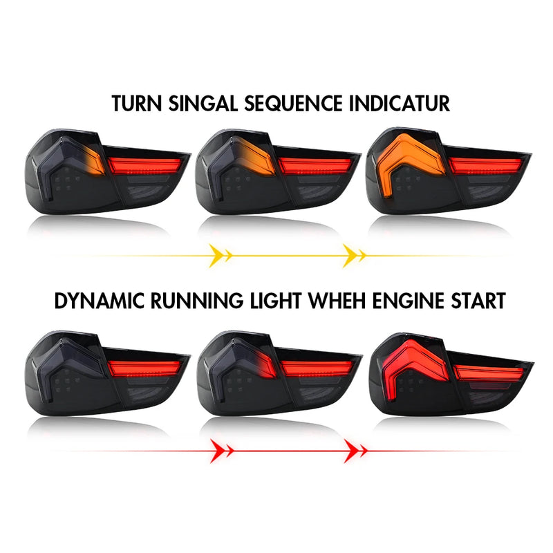 LED Taillights BMW E90 3 Series 2009-2012 Pair - fitted on vehicle - Becquet Voiture