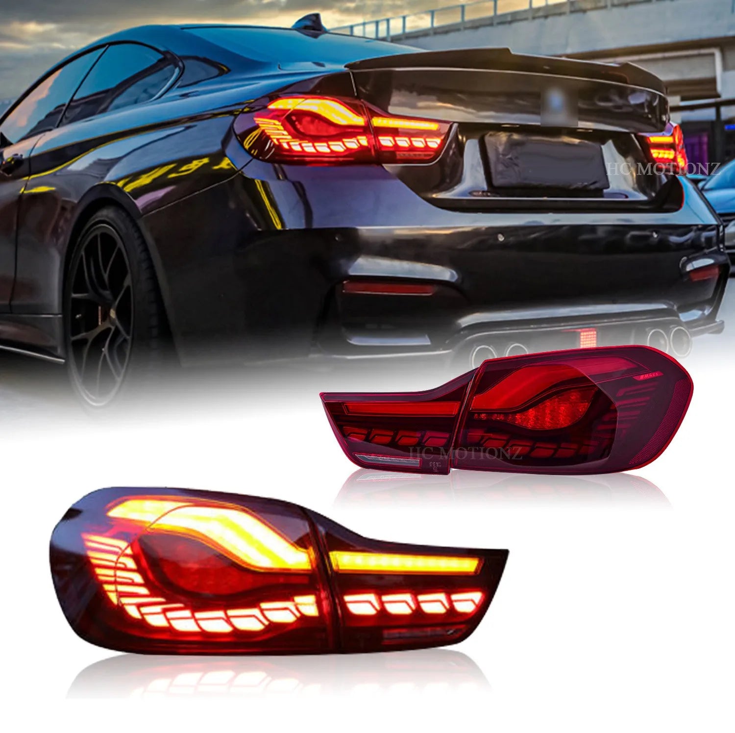 Feux Arrière LED BMW M4 F32 F36 F82 2014-2020 Paire - vue de face - Becquet Voiture