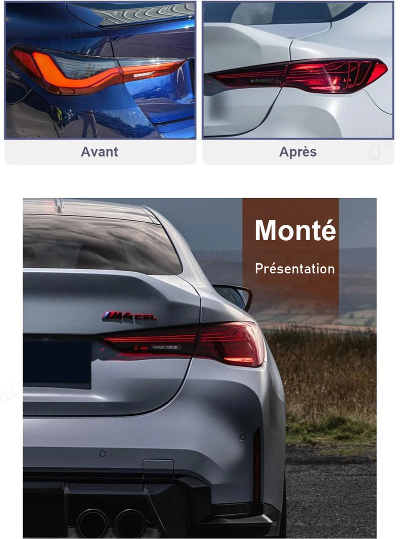 Feux Arrière LED BMW M4 G82 CSL Série 4 G22 G23 G26 Europe - installé sur véhicule - Becquet Voiture