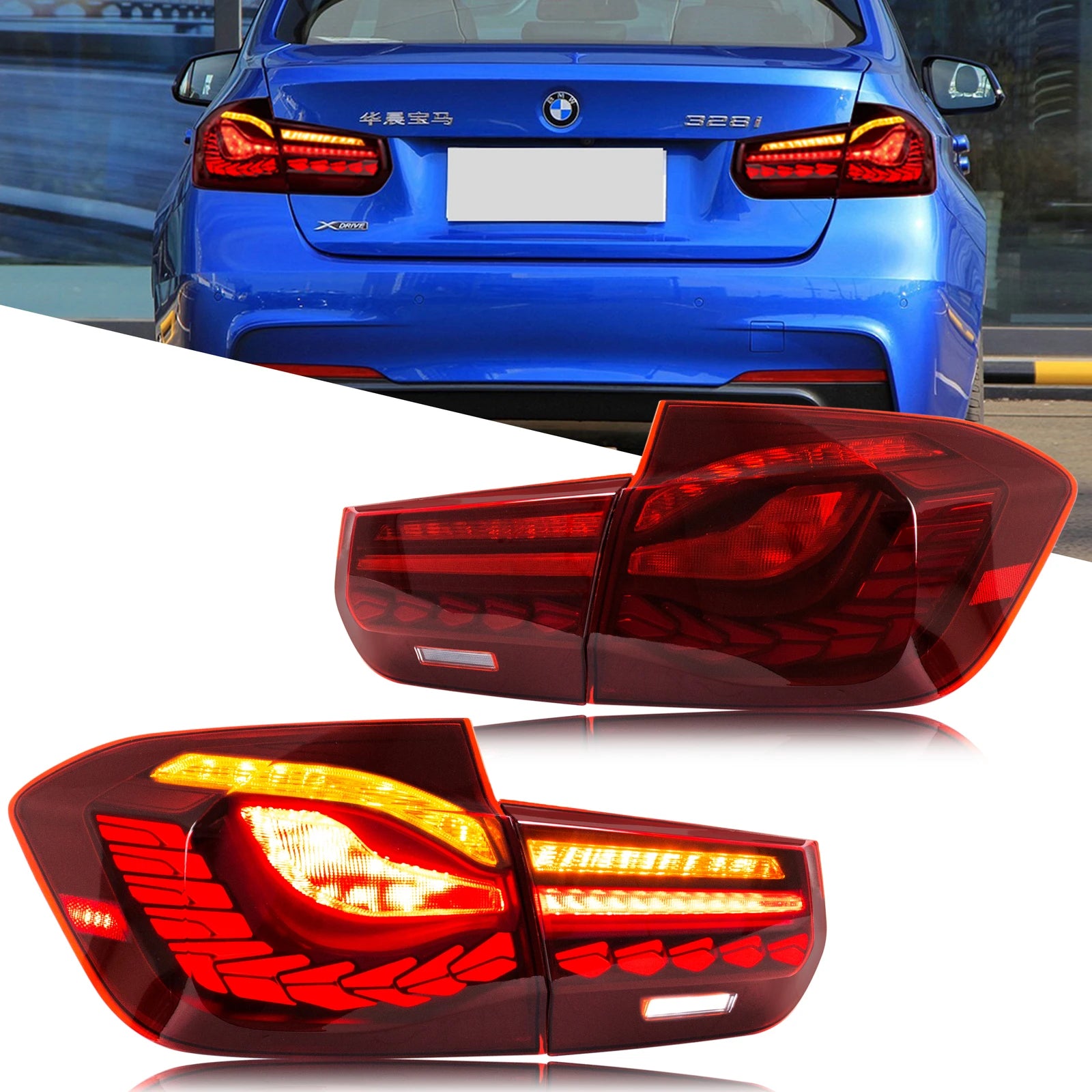 Feux Arrière LED BMW Série 3 F30 2012-2018 - vue de face - Becquet Voiture