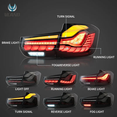 Feux Arrière LED BMW Série 3 F30 F80 2012-2019 - vue de profil - Becquet Voiture
