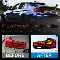 Feux Arrière LED BMW Série 3 F30 F80 Animation Bleue - vue arrière - Becquet Voiture
