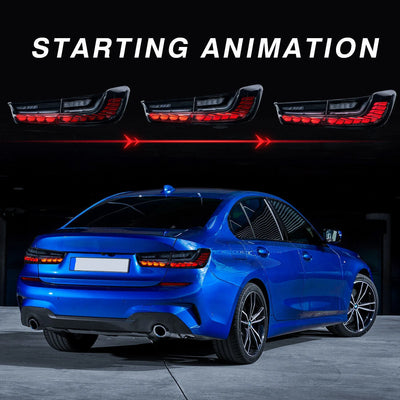 Feux Arrière LED BMW Série 3 G20 G80 M3 Dragon Scale - installé sur véhicule - Becquet Voiture