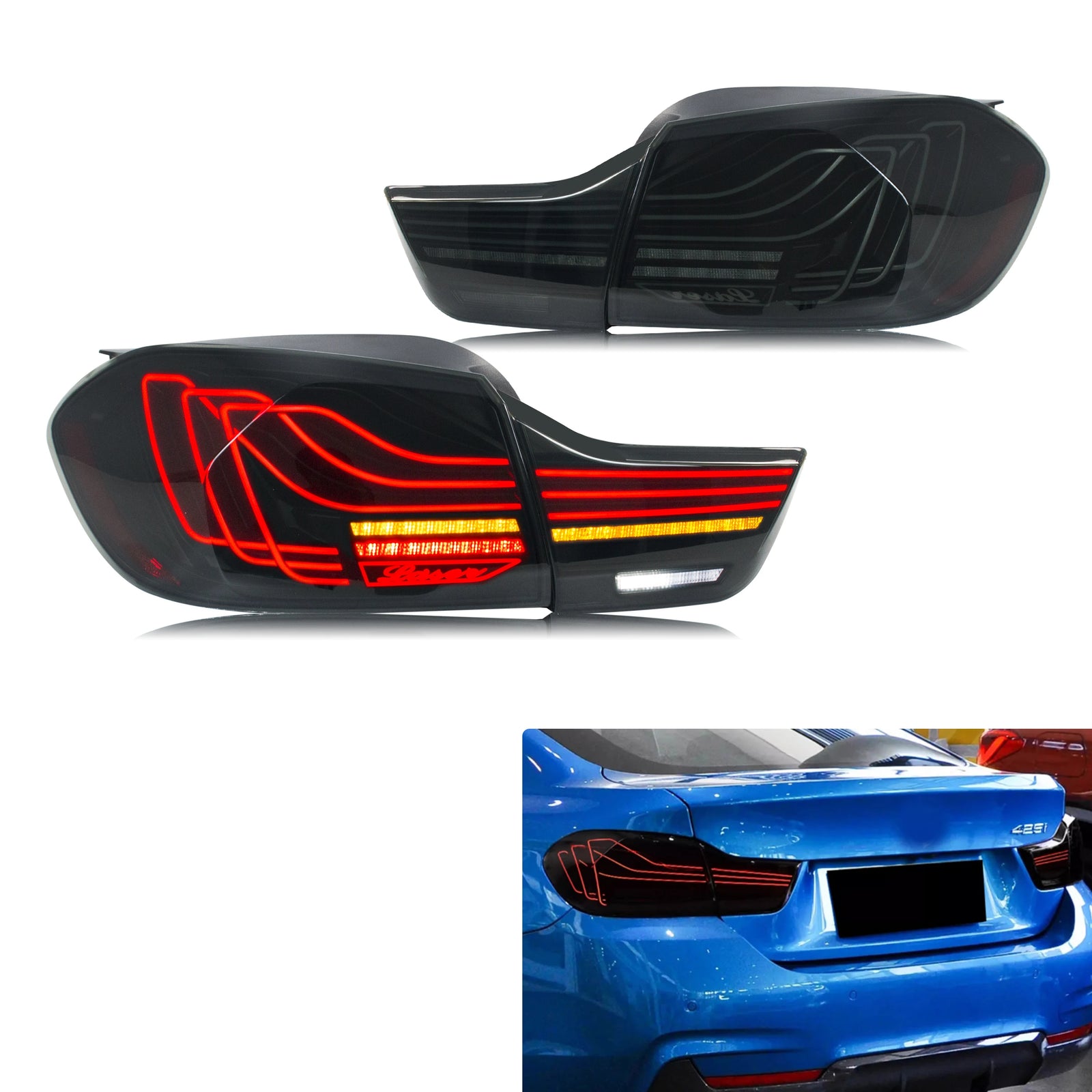 Feux Arrière LED BMW Série 4 F32 F33 F36 M4 2014-2020 - vue de face - Becquet Voiture