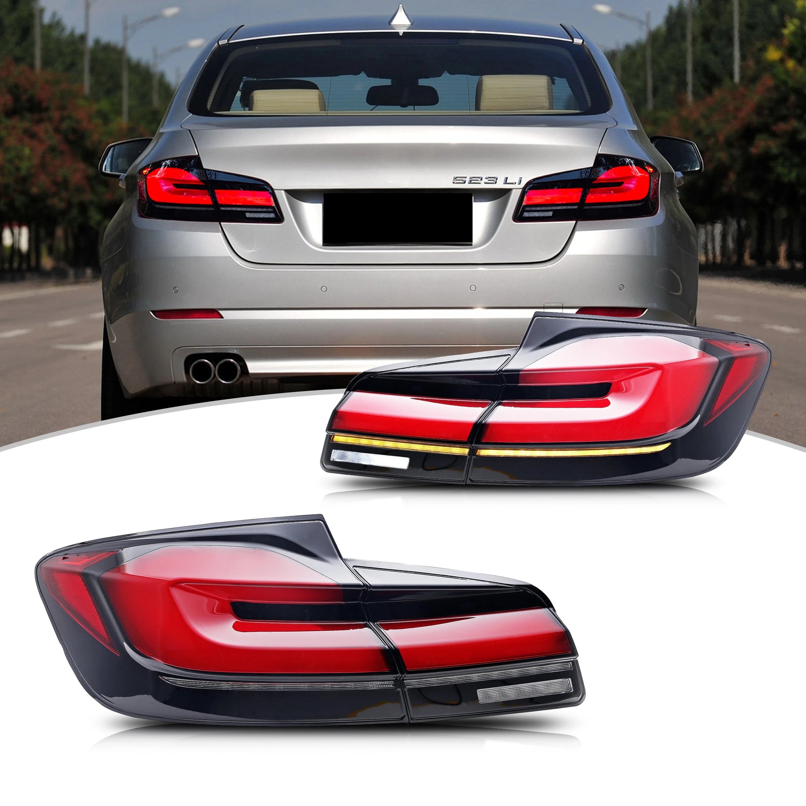 Feux Arrière LED BMW Série 5 F10 2011-2016 (réf. 2) - vue de face - Becquet Voiture