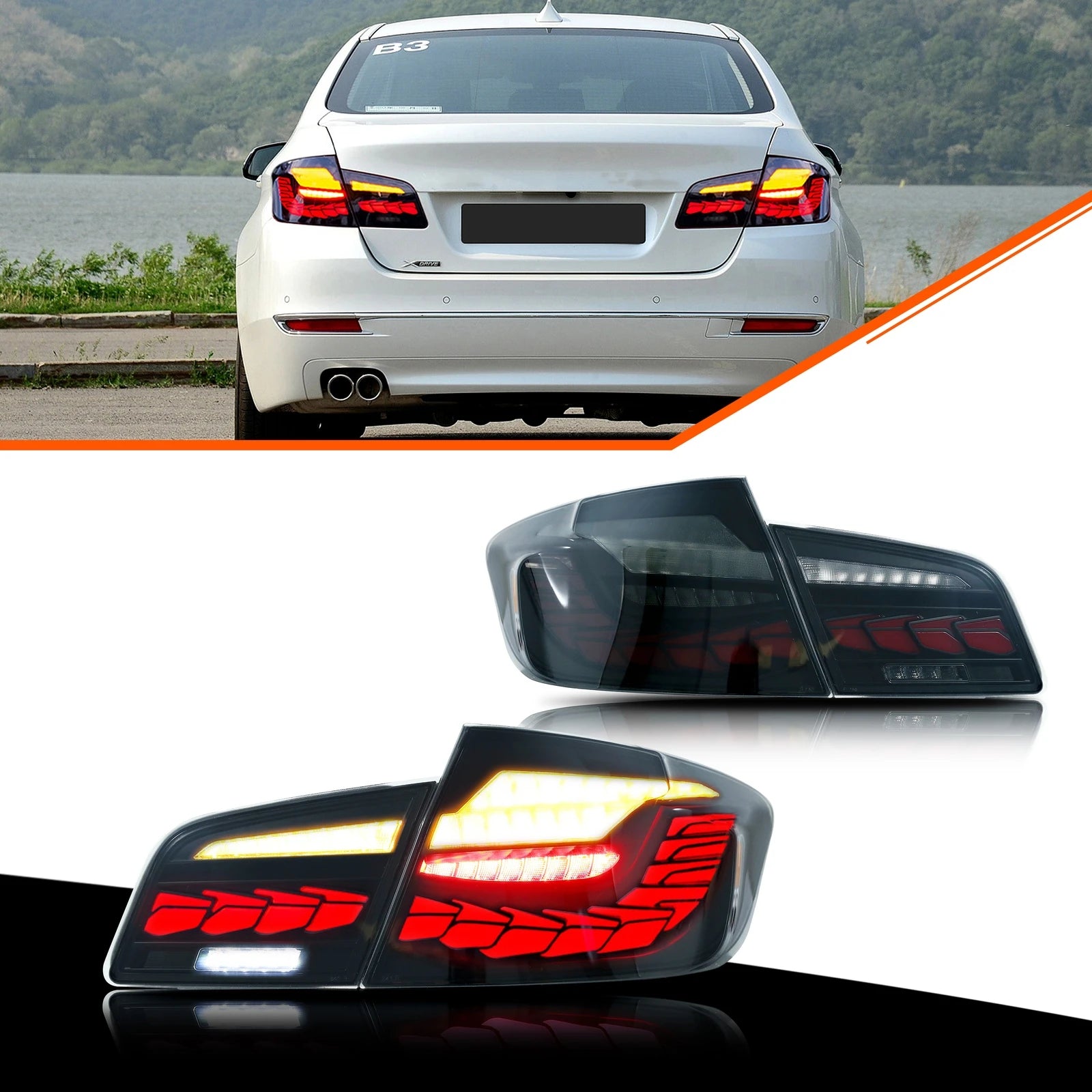 Feux Arrière LED BMW Série 5 F10 M5 2009-2016 - vue de face - Becquet Voiture