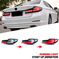 LED-Heckleuchten BMW 5er G30 F90 M5 2017–2020 Limousine - Dreiviertelansicht - Becquet Voiture