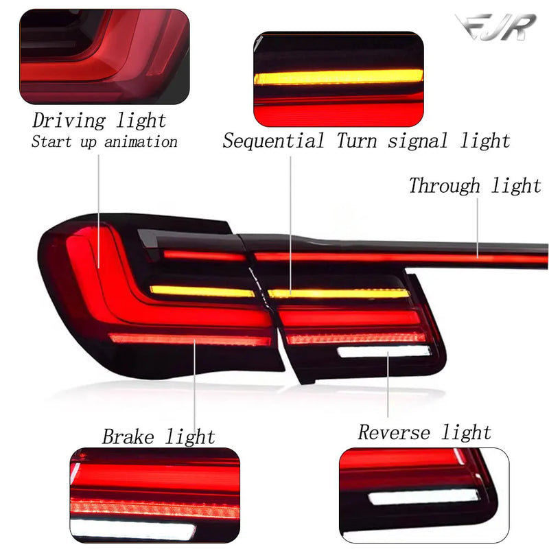 Feux Arrière LED BMW Série 7 F01 F02 2009-2015 - vue de trois-quarts - Becquet Voiture