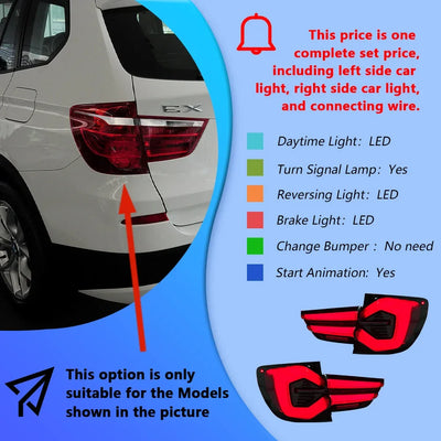 Feux Arrière LED BMW X3 F25 2010-2017 Style G08 - détail du montage - Becquet Voiture