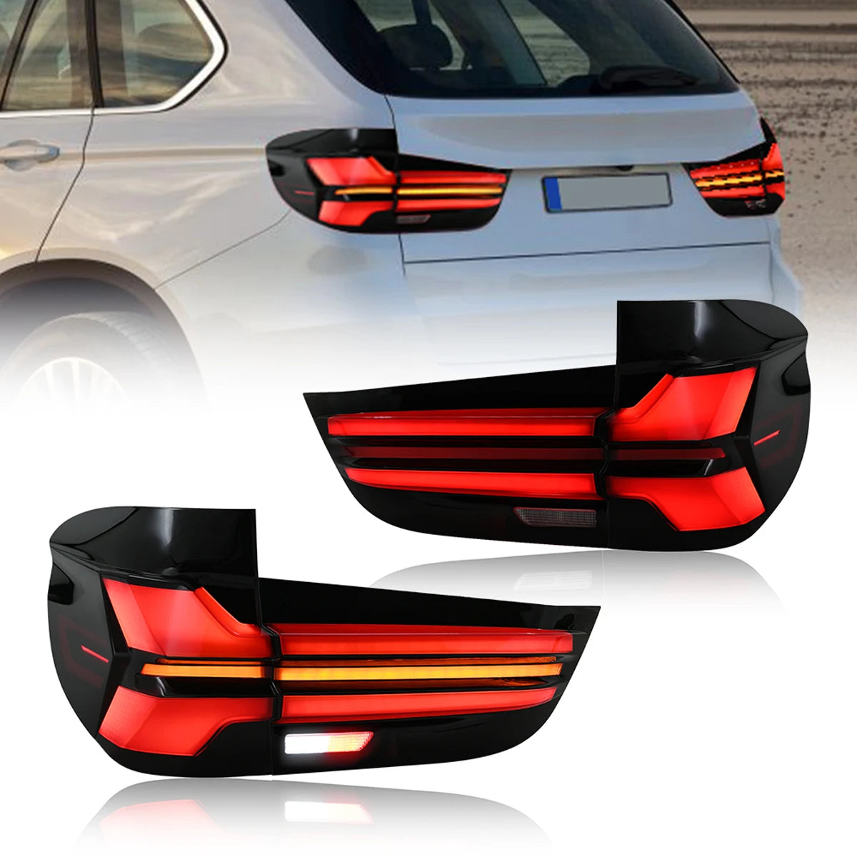 Feux Arrière LED BMW X5 E70 F15 2007-2018 - vue de face - Becquet Voiture