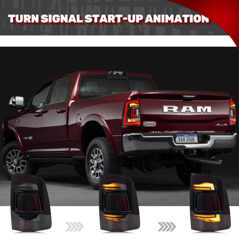 LED Taillights Dodge Ram 1500 2009-2018 - three-quarter view - Becquet Voiture