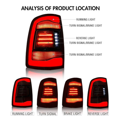 Feux Arrière LED Dodge RAM 1500 2500 2009-2018 - installé sur véhicule - Becquet Voiture