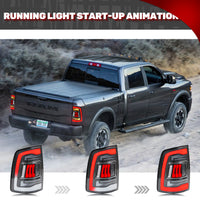 LED-Rückleuchten Dodge RAM 1500 2500 3500 2008–2018 mit Startanimation - Rückansicht - Becquet Voiture