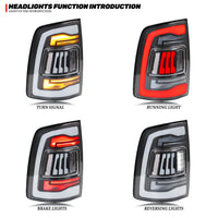 LED-Rückleuchten Dodge RAM 1500 2500 3500 2008–2018 mit Startanimation - Seitenansicht - Becquet Voiture