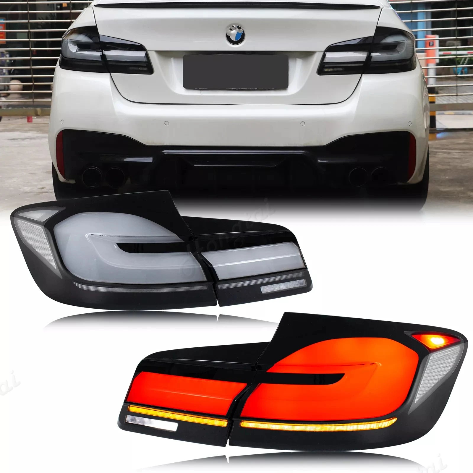 Feux Arrière LED Dynamiques BMW Série 5 F10 F18 - vue de face - Becquet Voiture