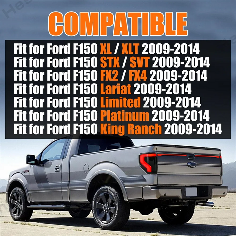 Feux Arrière LED Ford F150 2009-2014 Paire Fumé - installé sur véhicule - Becquet Voiture