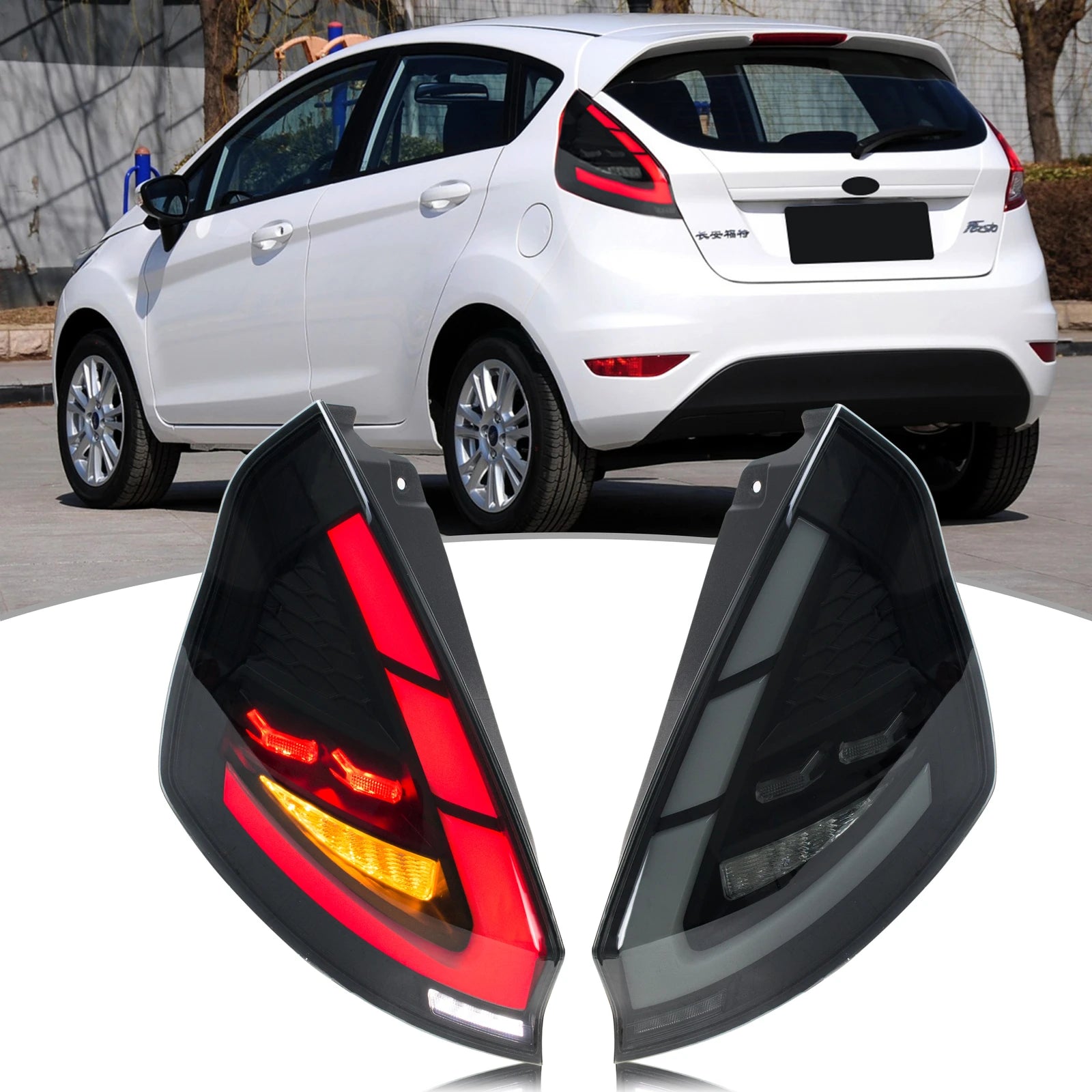 Feux Arrière LED Ford Fiesta MK6 2008-2017 - vue de face - Becquet Voiture