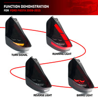 Feux Arrière LED Ford Fiesta MK7 2008-2017 Clignotant Séquentiel - vue de profil - Becquet Voiture