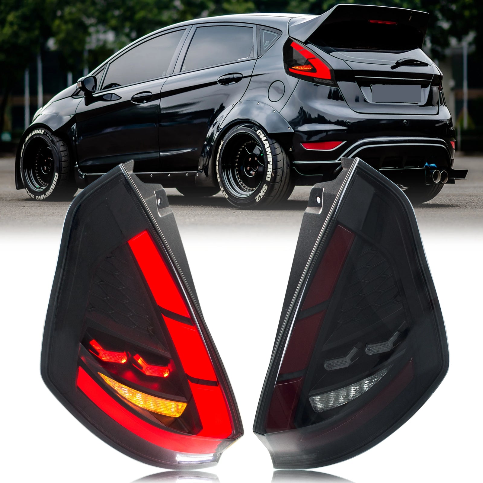 Feux Arrière LED Ford Fiesta MK7 2008-2017 - vue de face - Becquet Voiture