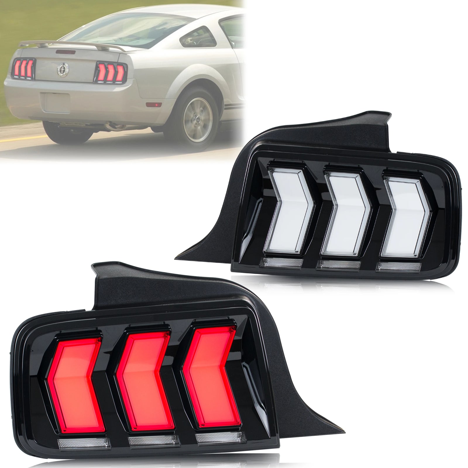 Feux Arrière LED Ford Mustang GT 2005-2009 - vue de face - Becquet Voiture