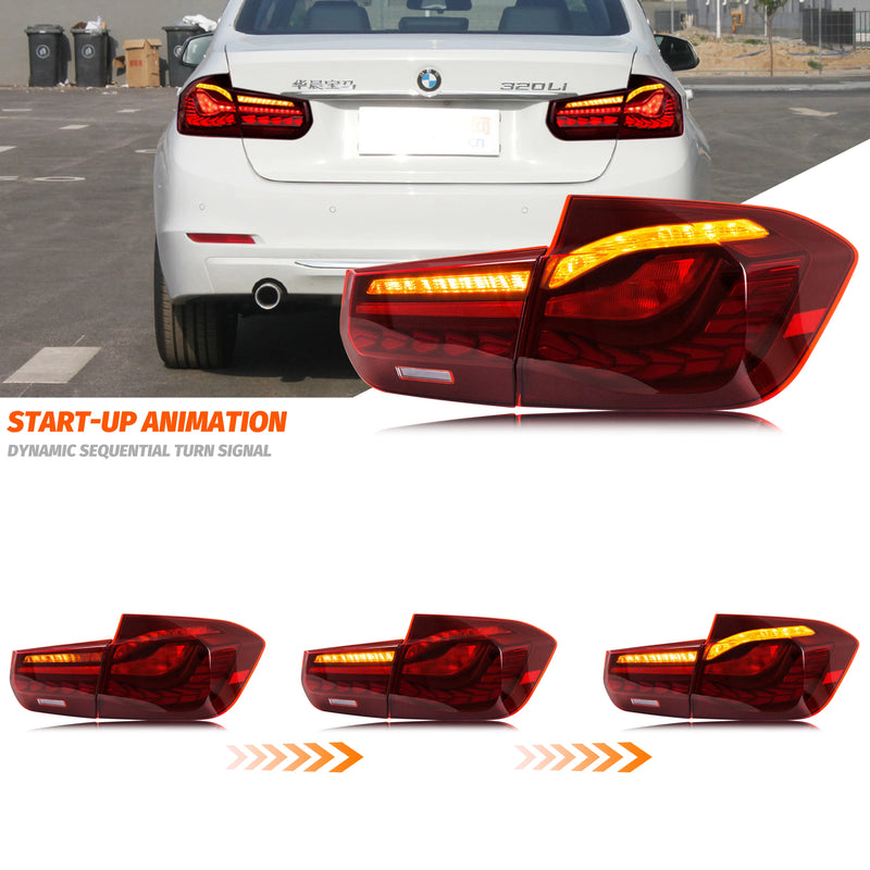 Feux Arrière LED GTS BMW Série 3 F30 F80 M3 2011-2018 - vue de trois-quarts - Becquet Voiture