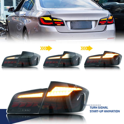 Feux Arrière LED GTS BMW Série 5 F10 2009-2016 - vue de trois-quarts - Becquet Voiture
