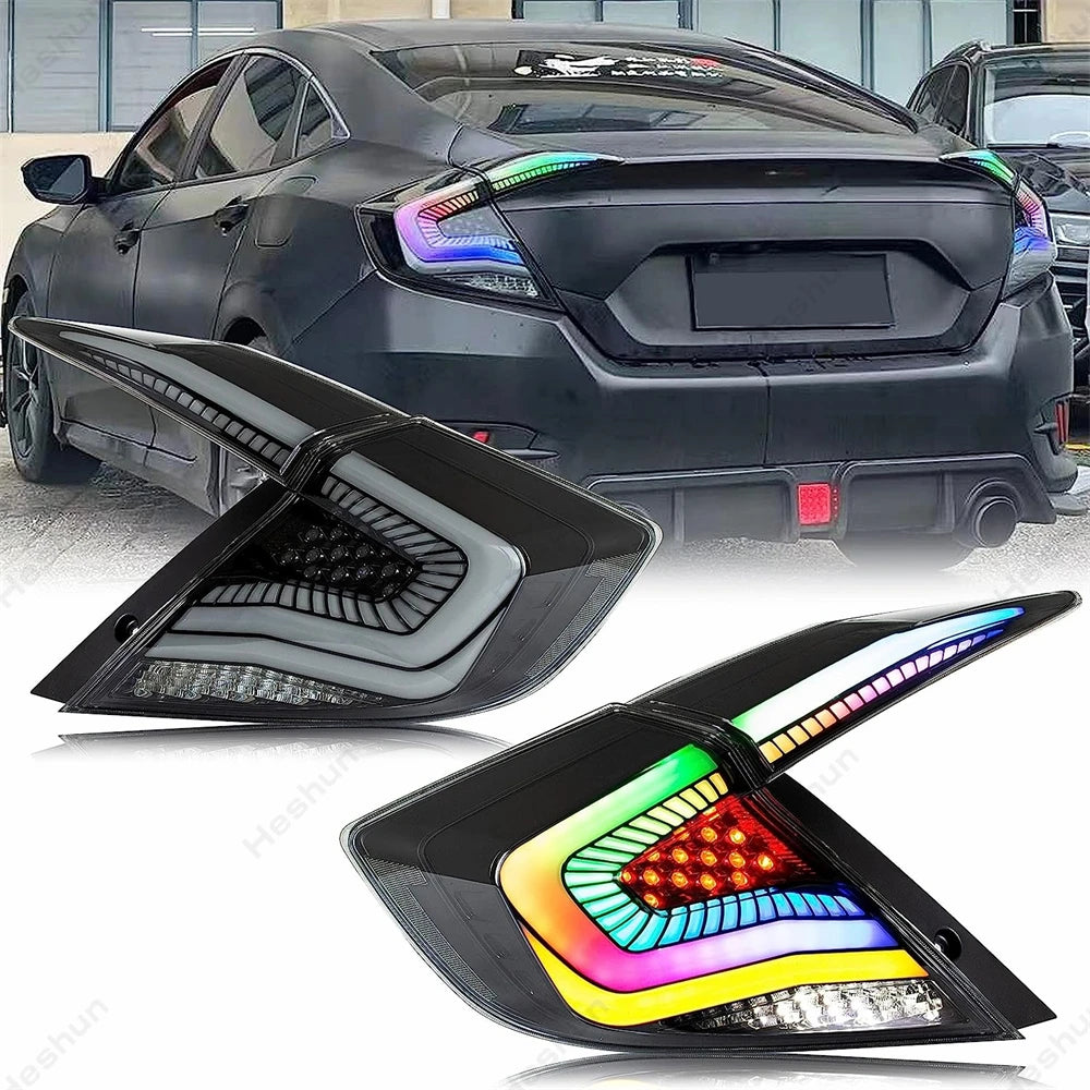 Feux Arrière LED Honda Civic 2016-2021 RGB Séquentiels - vue de face - Becquet Voiture