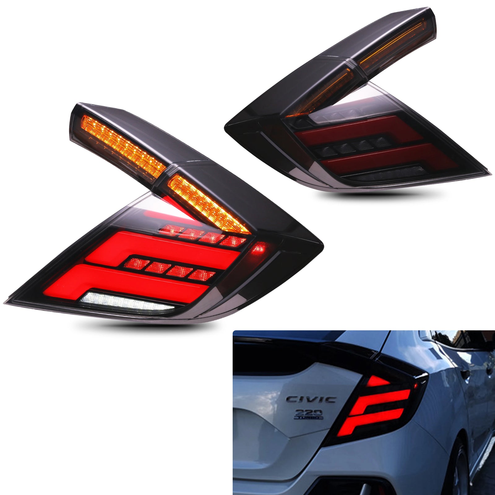 Feux Arrière LED Honda Civic Type-R 2016-2020 - vue de face - Becquet Voiture