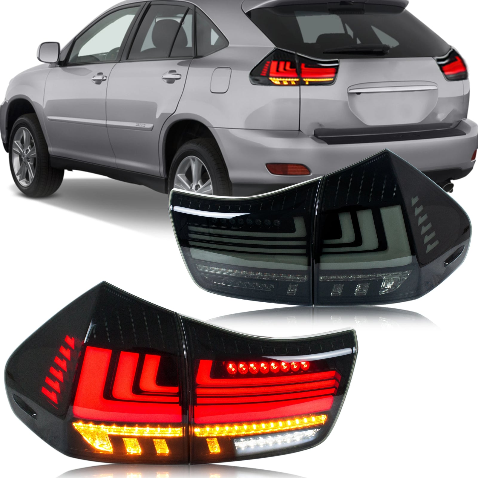 Feux Arrière LED Lexus RX330 RX350 RX400h 2004-2009 - vue de face - Becquet Voiture