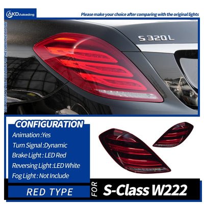 Feux Arrière LED Mercedes-Benz W222 S350 S400 2013-2017 - vue rapprochée - Becquet Voiture