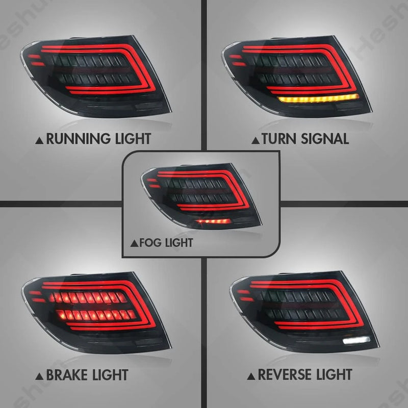 LED Taillights Mercedes C-Class W204 2007-2014 AMG Look - rear view - Becquet Voiture