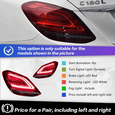 Feux Arrière LED Mercedes Classe C W205 2014-2021 Style Sportif - en situation - Becquet Voiture