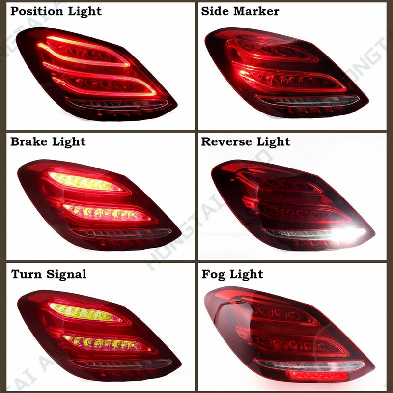 Feux Arrière LED Mercedes Classe C W205 2015-2018 Paire - vue de trois-quarts - Becquet Voiture
