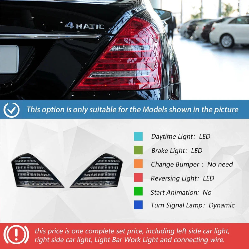 Feux Arrière LED Mercedes Classe S W221 2006-2013 - vue de dessus - Becquet Voiture