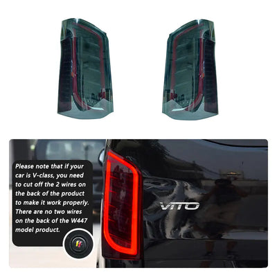 Feux Arrière LED Mercedes Vito Classe V W447 V260 - vue rapprochée - Becquet Voiture