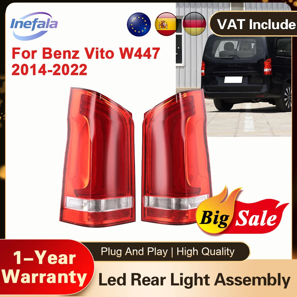 Feux Arrière LED Mercedes Vito W447 2 Pièces 2014-2022 - vue de face - Becquet Voiture