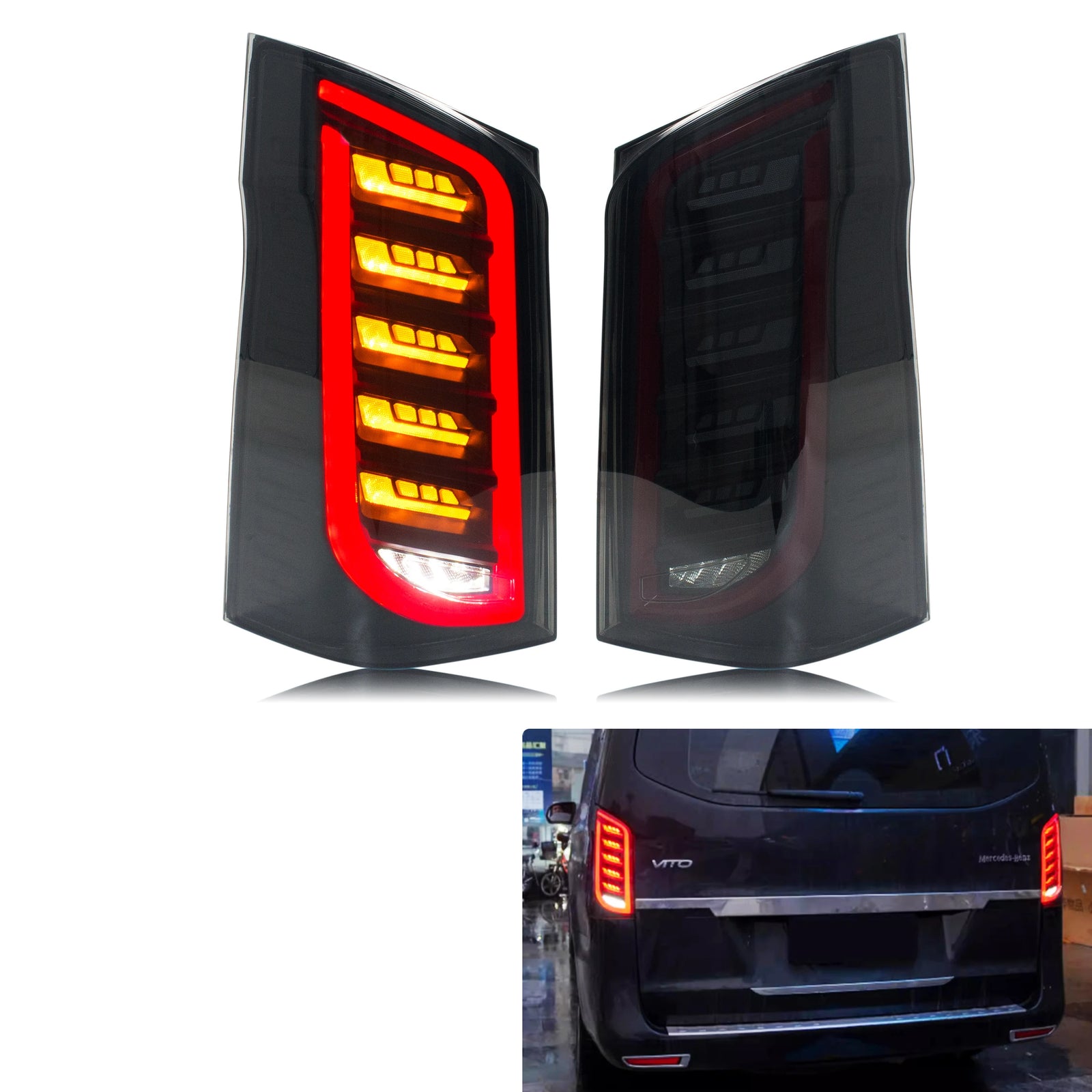 Feux Arrière LED Mercedes Vito W447 2016-2023 - vue de face - Becquet Voiture