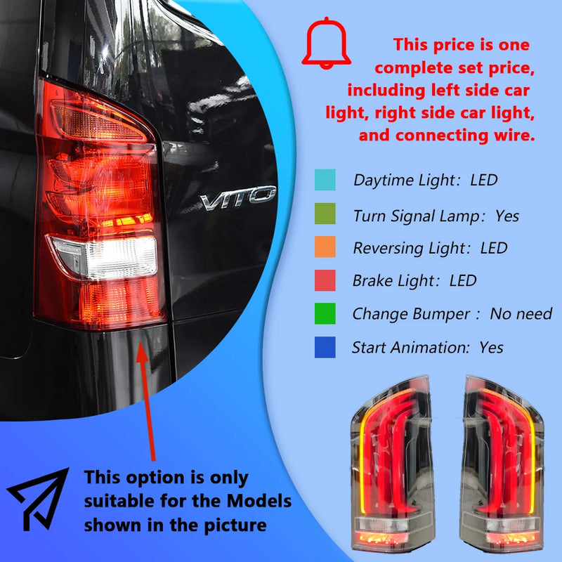 Feux Arrière LED Mercedes Vito W447 Premium Dynamique - détail du montage - Becquet Voiture