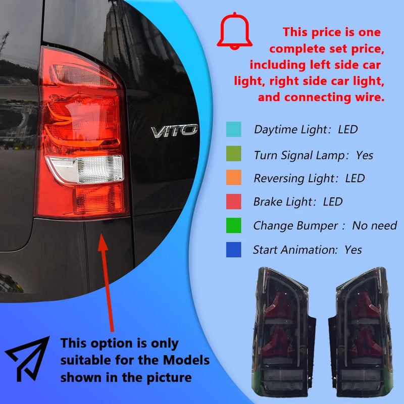 Feux Arrière LED Mercedes Vito W447 Style Classe E - détail du montage - Becquet Voiture
