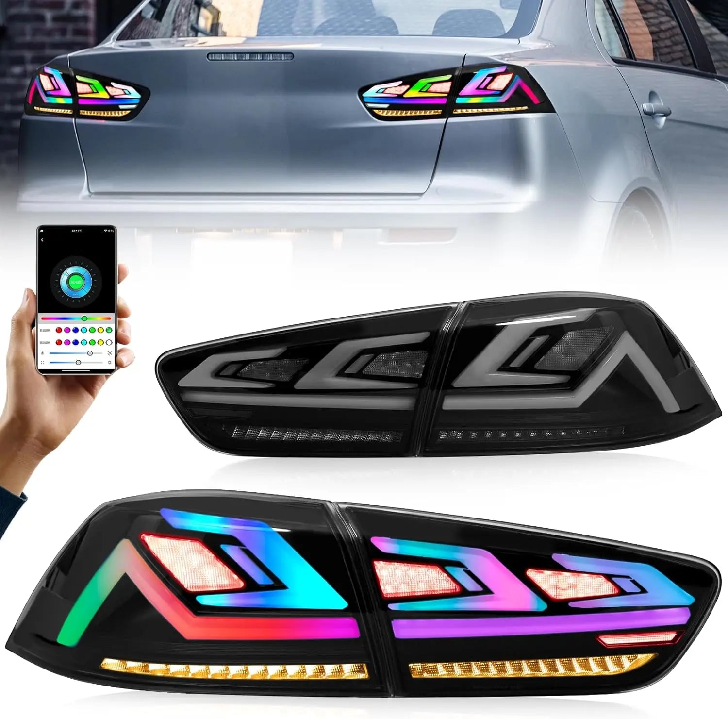 Feux Arrière LED Mitsubishi Lancer EVO X 2007-2018 - vue de face - Becquet Voiture