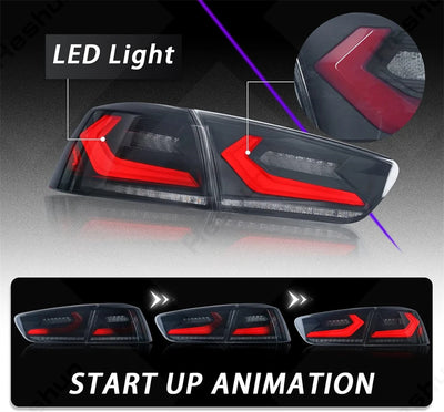 Feux Arriere LED Mitsubishi Lancer EVO X 2007-2020 - vue de profil - Becquet Voiture