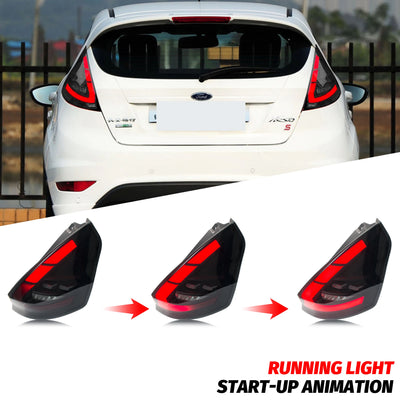Feux Arrière LED Noirs Ford Fiesta MK7 2008-2019 - vue arrière - Becquet Voiture