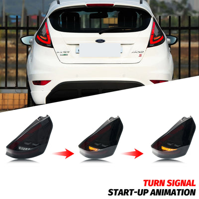 Feux Arrière LED Noirs Ford Fiesta MK7 2008-2019 - vue de trois-quarts - Becquet Voiture