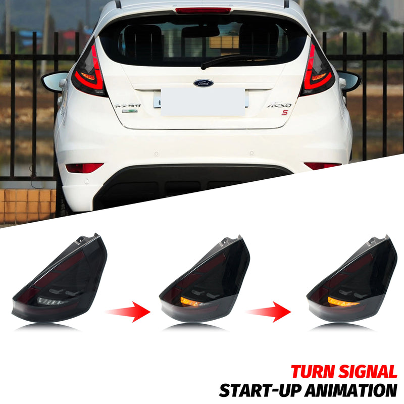 Feux Arrière LED Noirs Ford Fiesta MK7 2008-2019 - vue de trois-quarts - Becquet Voiture