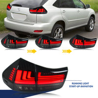 Schwarze LED-Rückleuchten Lexus RX330 RX350 2004-2009 - Rückansicht - Becquet Voiture