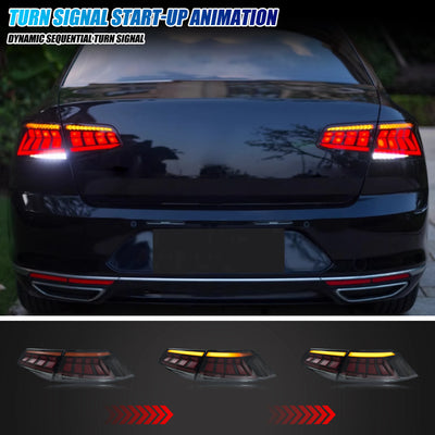 Feux Arrière LED Noirs VW Passat B8 2016-2019 - vue de trois-quarts - Becquet Voiture
