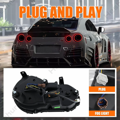 Feux Arriere LED Paire Nissan GTR R35 Sequentiel - packshot studio - Becquet Voiture